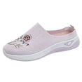 thumbnail image 5 of Women's Casual Slip on Half Shoes Lightweight Mules Sneakers Mesh Breathable Flat Antislip Tennis Walking Shoes Pink Size 6.5, 5 of 5