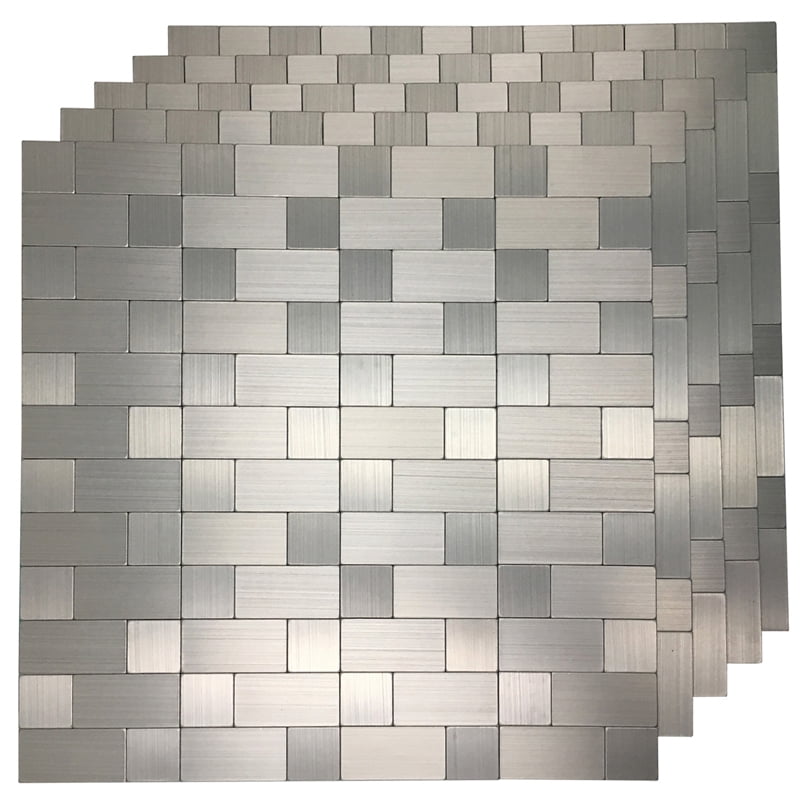 New Luxury Silver Grey Turned Steel Metal Rectangle Mosaic Wall Tiles.
