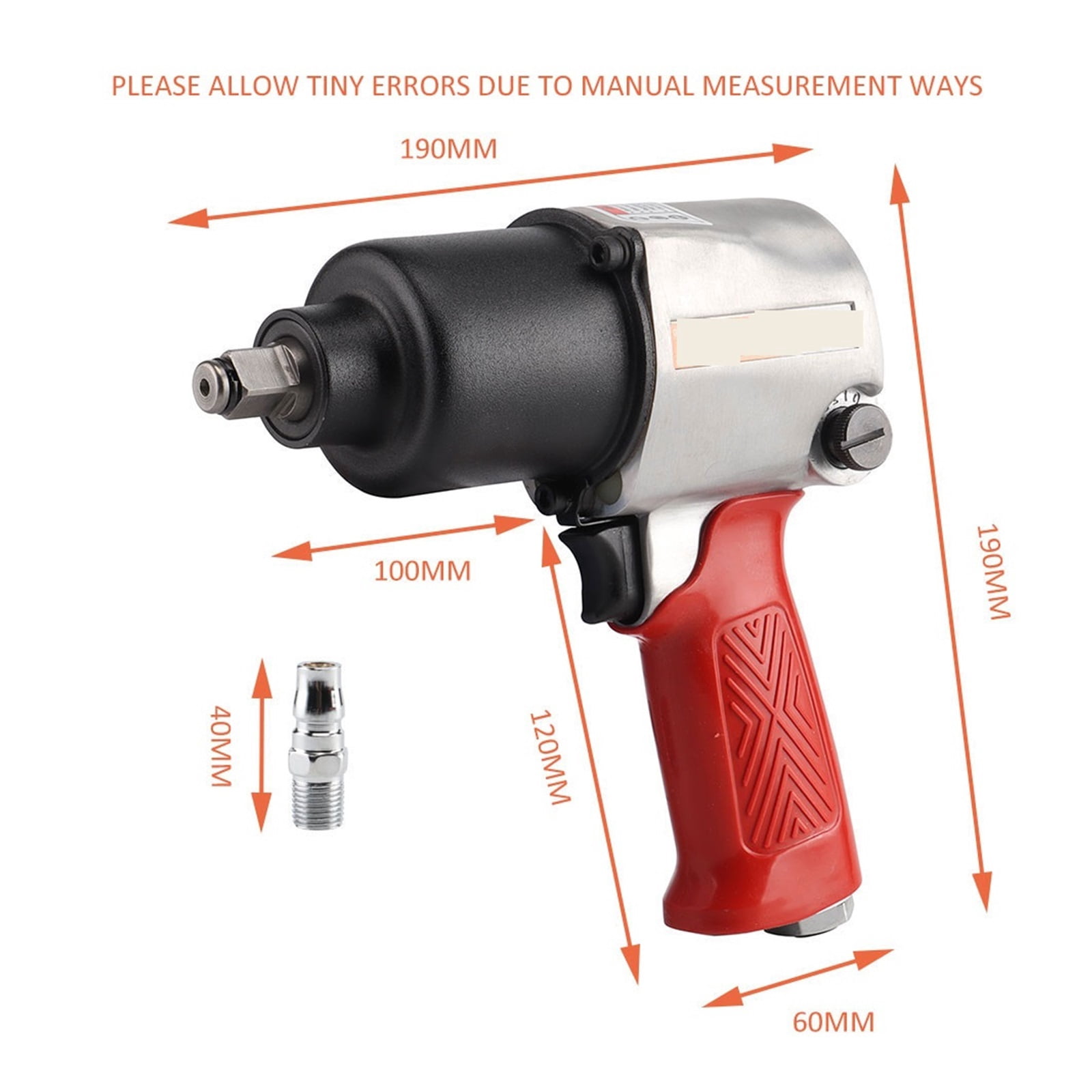 Heavy Duty Twin Hammer 1/2 Inch Drive 680N.m Pneumatic Impact Wrench High Torque Air Impact Socket Wrench Spanner Air Powered Tools ,Easy to Use