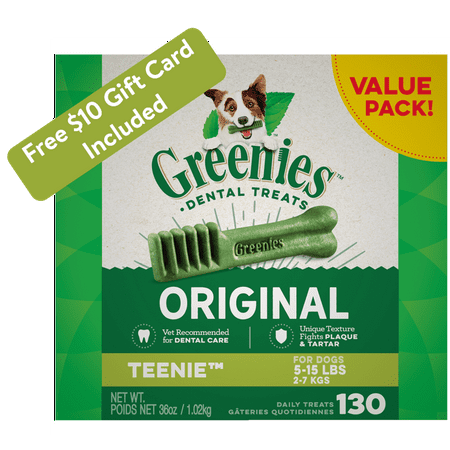 (Free $10 Gift Card) GREENIES Original TEENIE Natural Dental Dog Treats, 36 oz. Pack