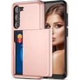thumbnail image 1 of LAICAIW Samsung S23 Case, Galaxy S23 Case Wallet Cover Credit Card IDs Cash Holder Shell Sliding Pocket Dual Layer Hard PC Soft Rubber Bumper Phone Cases for Samsung Galaxy S23 5G 6.1'' 2023 Rose Go, 1 of 7