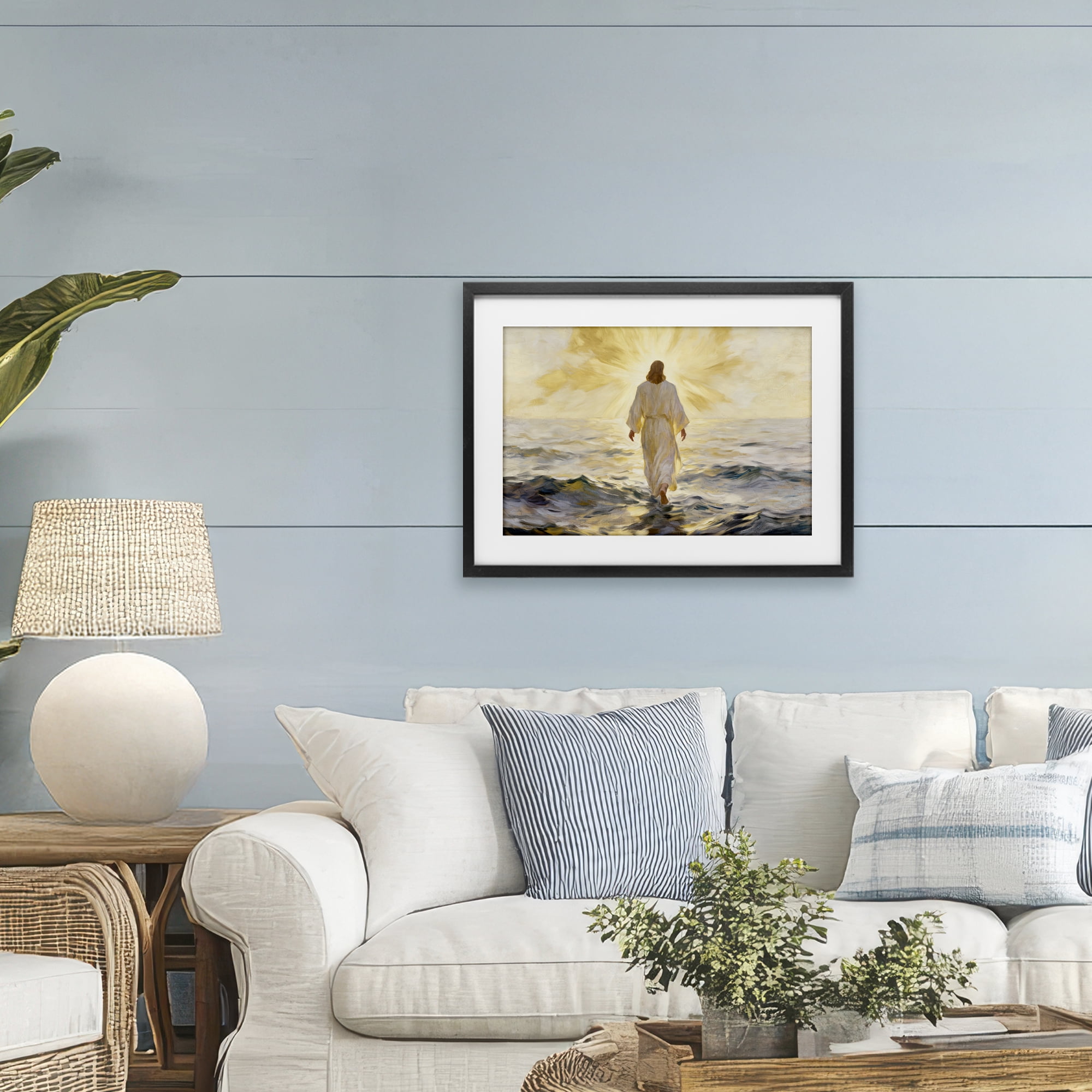 Stupell Industries Golden Walk Spiritual Figure Black Framed Print Under Glass, design by Kim Allen