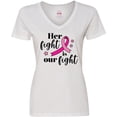 thumbnail image 3 of Inktastic Breast Cancer Awareness Her Fight is our fight Women's V-Neck T-Shirt, 3 of 5