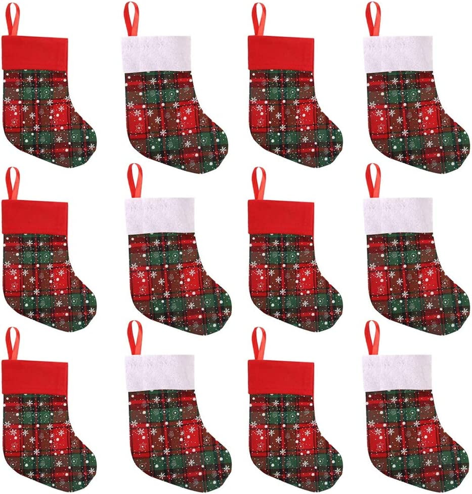 Christmas Stocking Set 12Pcs 9 Inch Small Christmas Stockings Xmas