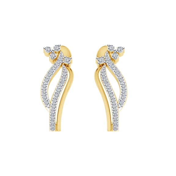 AFFY Round White Natural Diamond Swirl Hoop Earring in 14k Solid Yellow Gold (I-J Color, I2-I3 Clarity,0.28 Cttw)