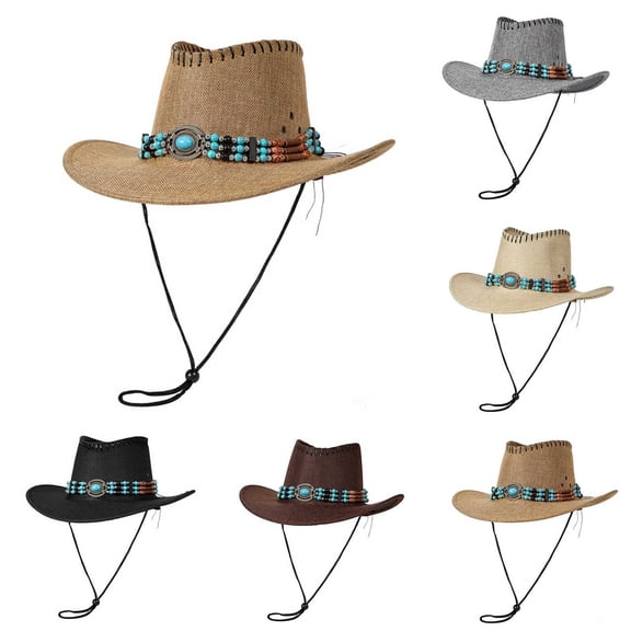 RYDCOT Cowboy Hat for Women and Men - Straw Cattleman Crease Western Hats with Shapeable Wide Brim Size M Khaki