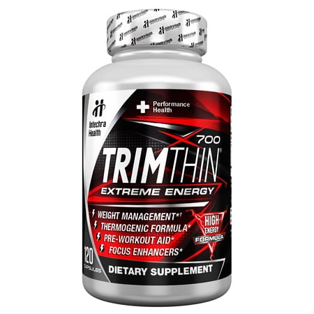 TRIMTHIN X700 Pre-Workout Weight Management Diet Pills Plus Energy - 120 Capsules