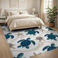 thumbnail image 3 of ODIKA 8'x10' Washable Area Rug Nautical Beachy Ocean Underwater Teal Navy Swimming Creatures for King Size Bedroom Under Bed, Master Suite, Non-Shedding, Easy Care, 3 of 7