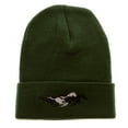 thumbnail image 5 of Racing Horses Embroidered 12 Inch Long Knitted Beanie - Olive OSFM, 5 of 5