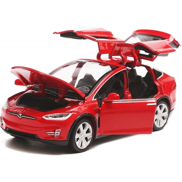 Model car for Tesla X 90 1:32 - ring car with sound and light - also as a toy car with pull-back function - gift for children