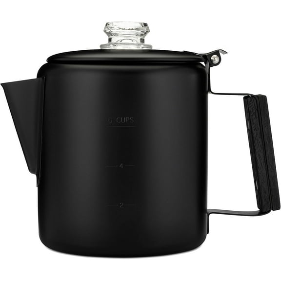 COLETTI Black Bozeman Percolator Coffee Pot — Camping Coffee Pot, Coffee Percolator Stovetop – America’s Sleekest Percolator – Pure Stainless Steel, NO Aluminum or Plastic (6 Cup)
