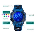thumbnail image 4 of Reloj Niños Deportivo Led Contra Agua Camuflaje Militar Nado Color de la correa Azul oscuro, 4 of 8