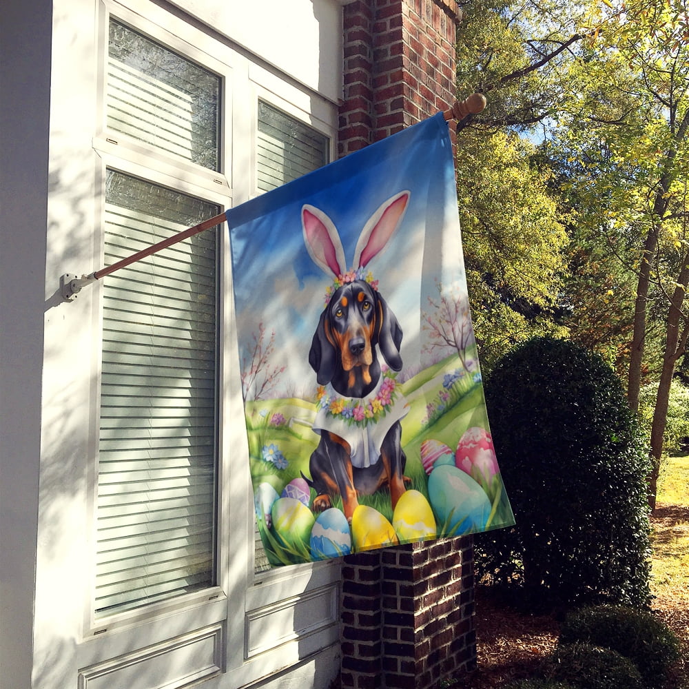 Black and Tan Coonhound Easter Egg Hunt House Flag 28 in x 40 in