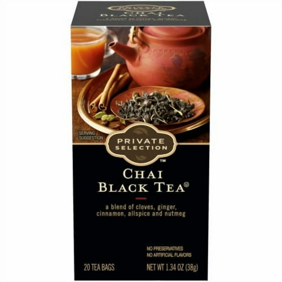 2X - Private Selection Chai Black Tea Wire Free Teabags with Foil Envelope 20 ct