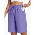 thumbnail image 2 of NELEUS Women's 9" Bermuda Shorts Waffle Knit High Waisted Breathable Lounge Casual Shorts with Pockets,Purple,US Size L, 2 of 11