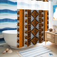 thumbnail image 5 of No Hook Shower Curtain, Yellow Beige Boho Shower Curtains for Bathroom with See Through Top Window, Geometric Vintage Abstract Art Ethnic Waterproof & Washable Bath Curtain 60"x72", 5 of 9