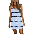 thumbnail image 2 of Babysbule Summer Dresses for Women Ladies Casual V-Neck Sleeveless Bandage Stripe Printing Loose Vest Sling Skirts Sale, 2 of 6