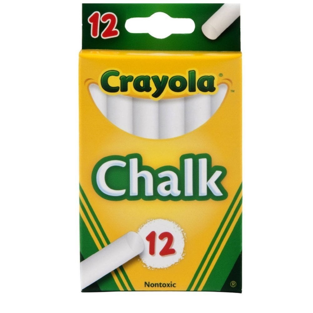12 ct Box and Colored Chalk 12 ct Box 3X Combo Crayola Non-Toxic White Chalk Bundle