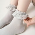 thumbnail image 3 of 3/5 Pairs Baby Girls Ruffle Socks Toddler Kids Girls Eyelet Frilly Socks for Little Children's Age 1-7T, 3 of 7