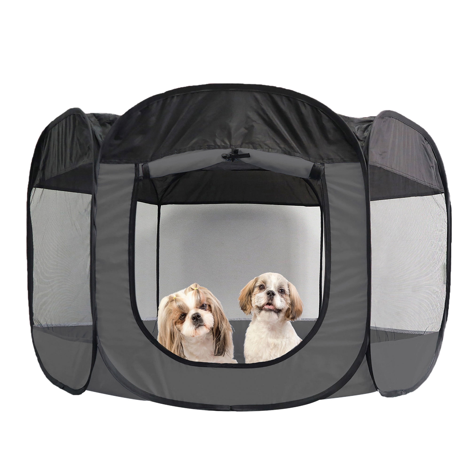 FurHaven Pet Playpen Mesh OpenAir Dog Playpen, Gray, Extra Large