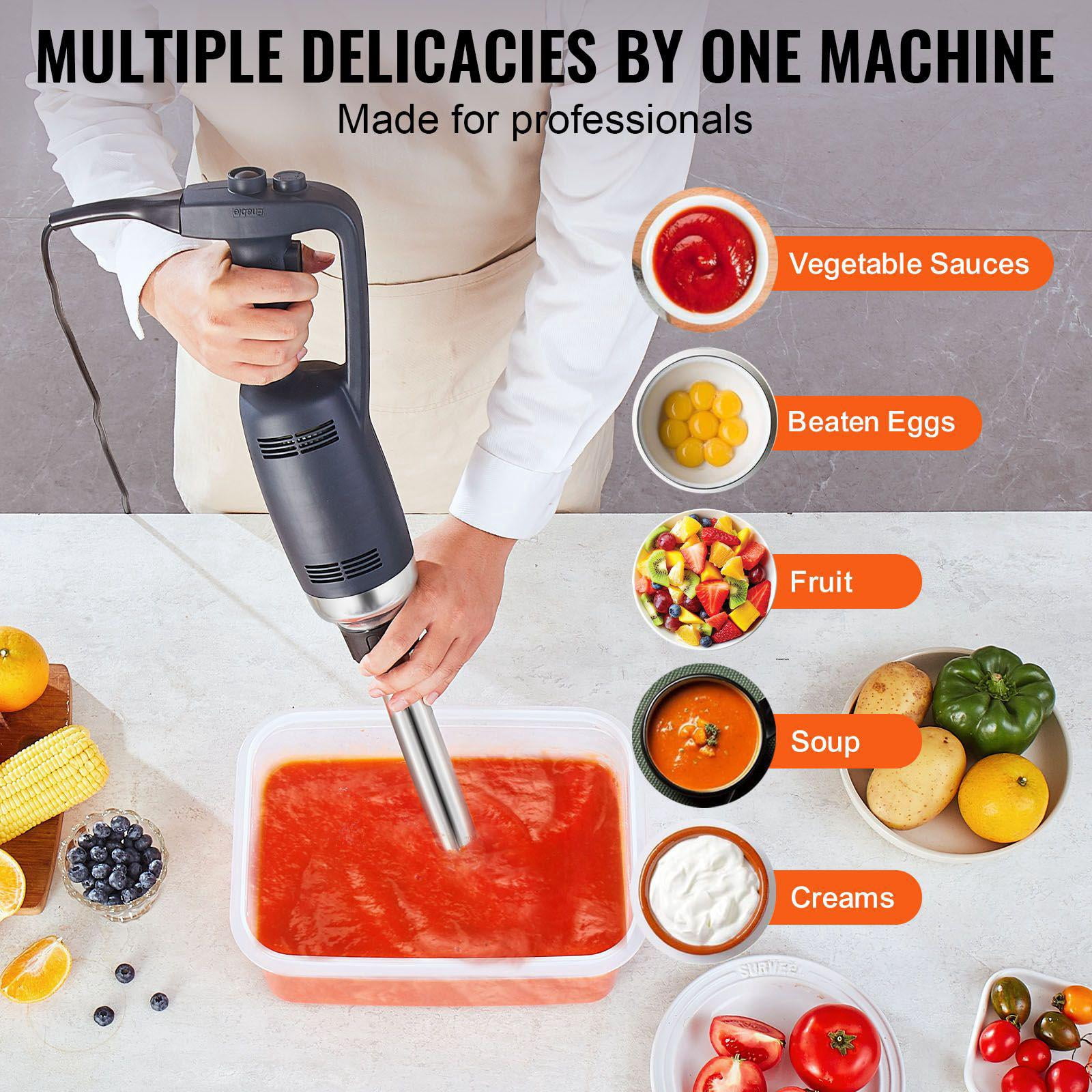 350W High Power Commercial Handheld Blender 16 Inch Variable Speed Stainless Steel Blades Portable Multifunctional for Soups Sauces Mashed Potatoes Cream