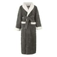 thumbnail image 4 of Oksale Fluzzy Flannel Robe for Women Plus Size Midi Bath Robe Trendy Shawl Collar Robes with Pockets Cozy Long Sleeve Belted Nightgowns Ultra Soft Thermal Winter Housecoats Gray XL, 4 of 4