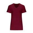 thumbnail image 6 of Clearance under $10 Charella Fashion Women's Summer V-Neck Solid Short Sleeve Casual Top Blouse Wine,XL, 6 of 7