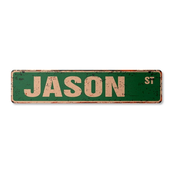 JASON Vintage Plastic Street Sign Childrens Name Room Sign | Indoor/Outdoor | 18" Wide