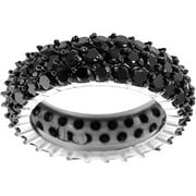 Angle View: Black CZ Sterling Silver Eternity Ring