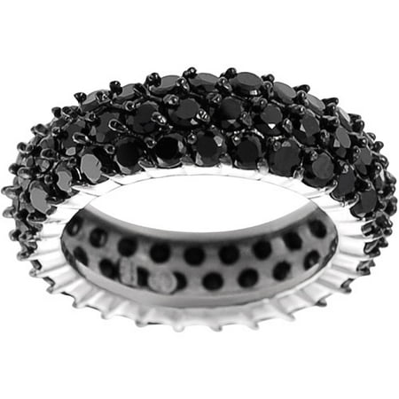 Alexandria Collection Black CZ Sterling Silver Eternity Ring