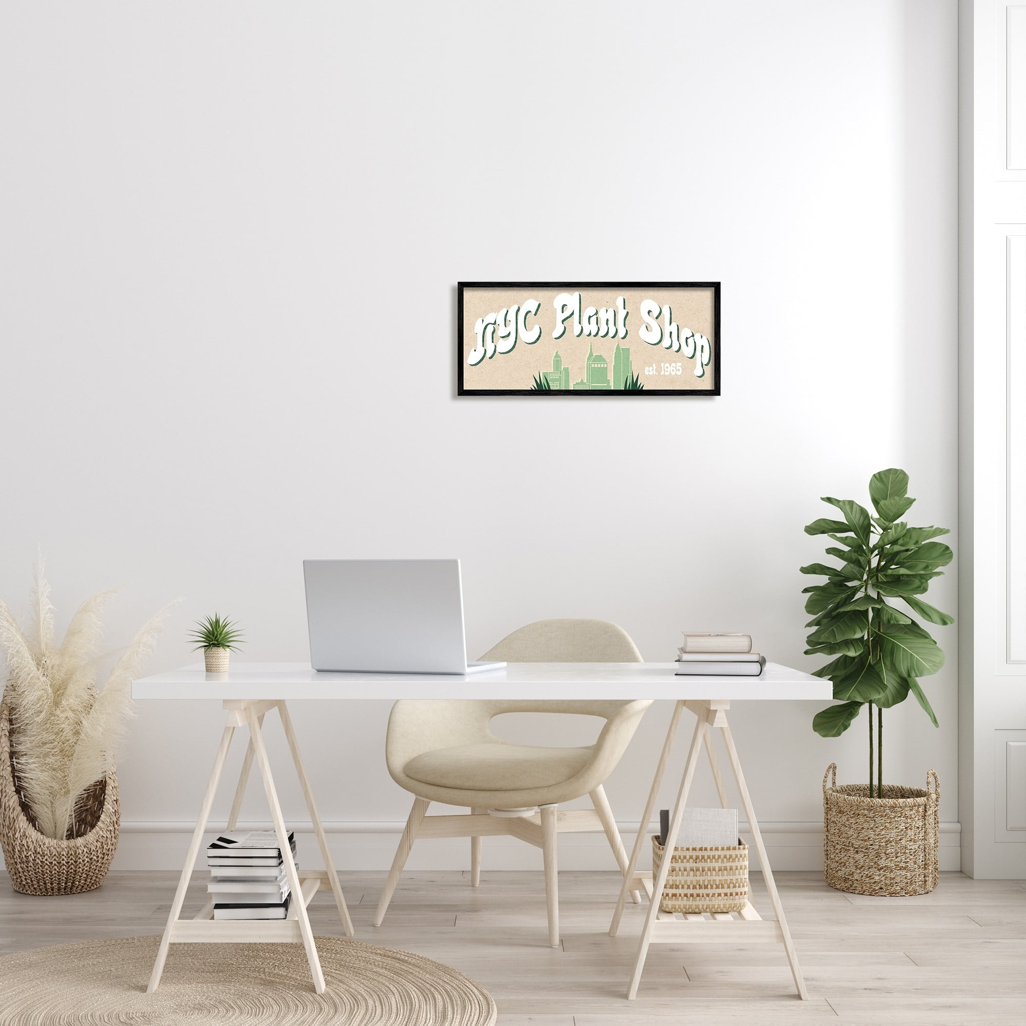 Stupell Industries NYC Plant Shop Green Grass Skyline Est. 1965, 30 x 13, Design by Daphne Polselli