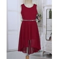 thumbnail image 2 of TiaoBug Princess Dresses for Kids Girls Sparkly Rhinestone Chiffon Dress Birthday Party Casual Dress Burgundy 8, 2 of 7