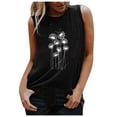 thumbnail image 1 of Pompotops Mode T-shirt Décontracté Sans Manches à Col Rond Imprimé Lettre pour Femmes Été, 1 of 4