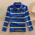 thumbnail image 2 of Blouse à Rayures à Manches Longues pour Enfants, Col Rabattu en Tissu Mélange Polyester-Coton, Matière Douce et Respirante, Tenue Décontractée et Récréative, Idéale pour un Usage Quotidien et pour les Fêtes, 2 of 4