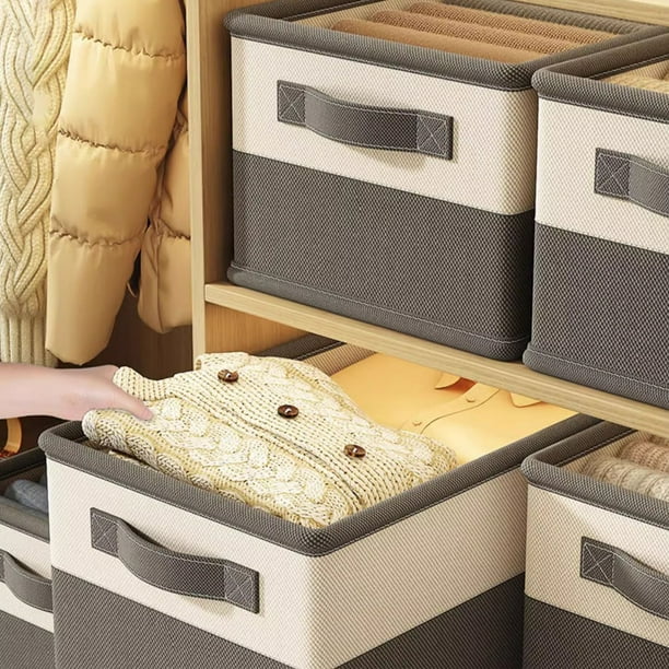 Organizador de Armario Plegable con Compartimentos | Contenedores de Tela Apilables de 5 Tamaños para Ropa, Juguetes y Organización Del Hogar | Estructura de Acero y Base de Mdf