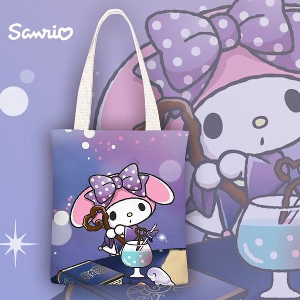 Sanrio-Bolso de hombro con estampado de Hello Kitty Kulomi My Melody para niñas, bandolera de lona impermeable con bolsillo interior con cremallera, nuevo