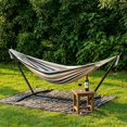 thumbnail image 1 of IdealHouse Double Hammock with Stand, 450 lb Capacity, Adjustable Portable Hammock Chair with Sturdy Steel Frame, Thick Rope and Carrying Bag Suitable for Backyard, Camping or Outdoor, 1 of 8