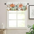 thumbnail image 2 of Fall Thanksgiving Grey White Pumpkins Window Treatment Sage Green Orange White Pumpkins Rod Pocket Curtain Valance,54x18 inch Leaves Fall Thanksgiving Kitchen Valance for Bathroom Cafe, 2 of 5