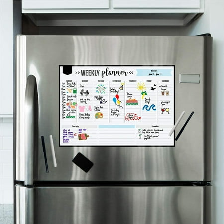 

Magnetic Weekly Schedule Board for Refrigerator - Smooth Write Record Learning Plan and Message Board Use