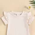 thumbnail image 4 of CAICJ98 Baby Girl Clothes Newborn Girl Coming Home Outfit Ruffle Short Sleeve Solid Onesie Romper Infant Girl Clothes (Beige,3-6 Months), 4 of 6