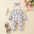 thumbnail image 6 of Hwmodou Girls Print Jumpsuits Cotton Blend Toddler Easter Long Sleeve Cartoon Rabbit Prints Ruffles Romper Jumpsuit Clothes Fall Winter Jogger Jumpsuit,9-12M, 6 of 7