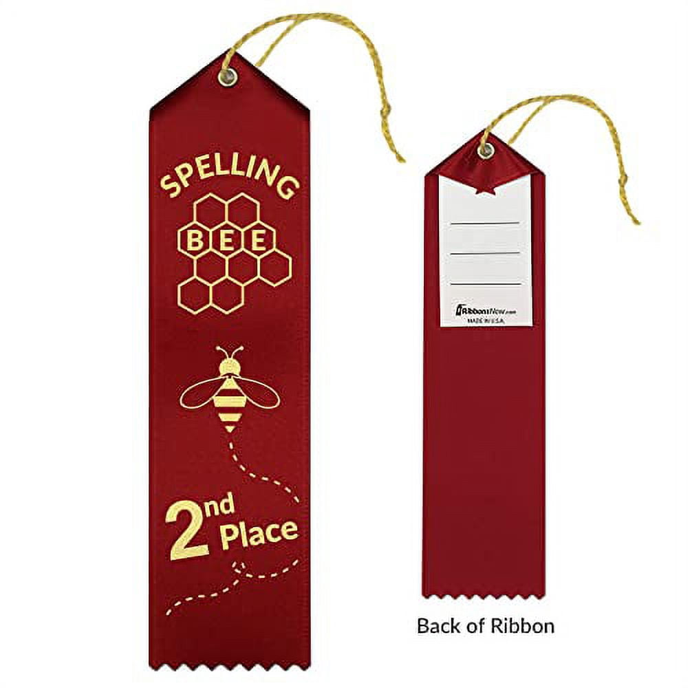 RibbonsNow Spelling Bee Award Ribbons 1st - 2nd - 3rd Place – 45 Total Ribbons - 15 Each Place with Card & String