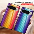 thumbnail image 4 of ELEHOLD Case for Google Pixel 9 / 9 Pro, Shockproof Luxury Carbon Fiber Textured Glass Case Cover,Gold, 4 of 11