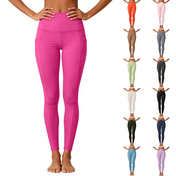 idosla Leggings for Women High Waisted Yoga Pants Tummy Control Workout Athletic Leggings with Pockets (Grey, L)