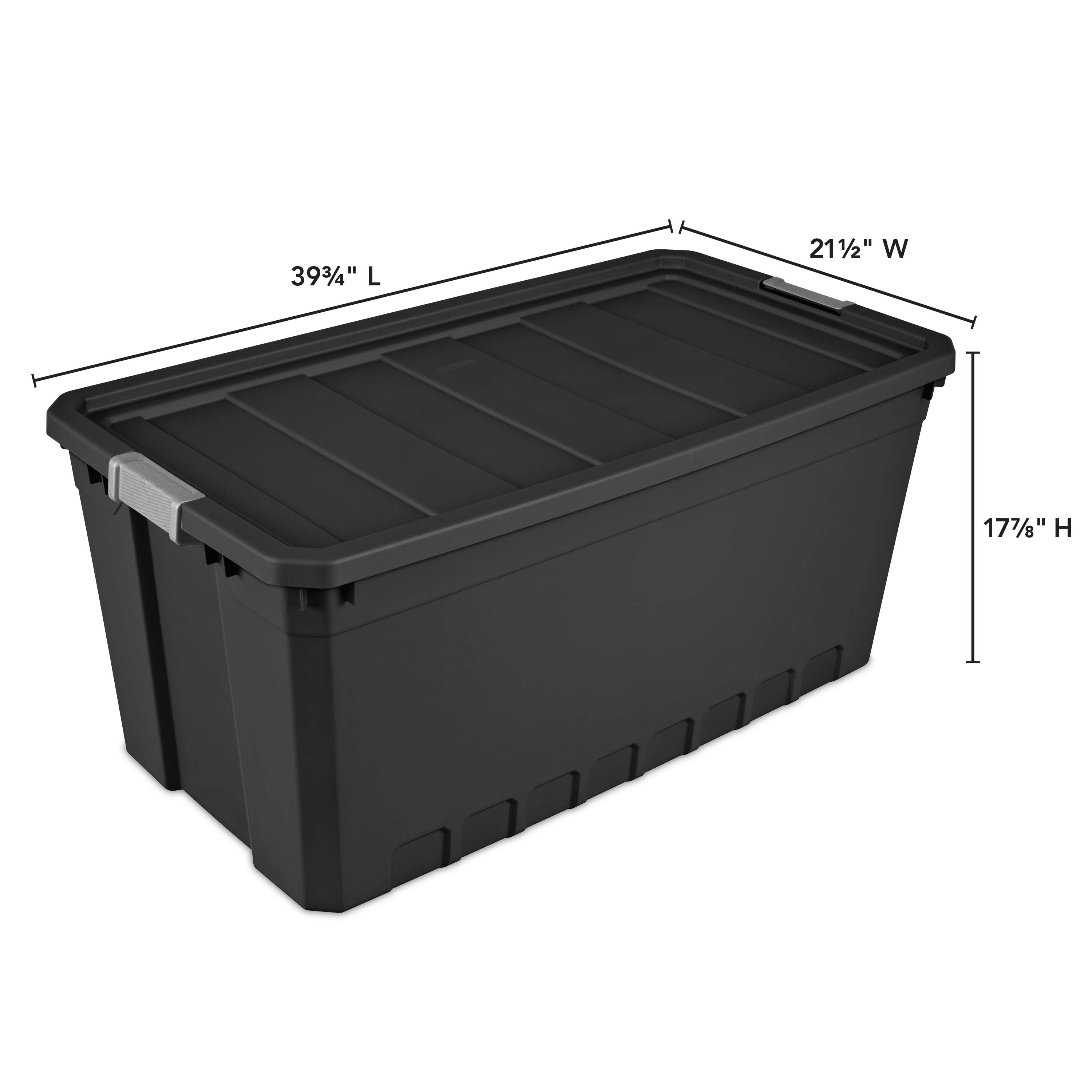 Large Black 50 Gallon Plastic Storage Containers Tote Black Case of 3