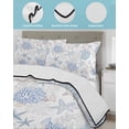 thumbnail image 4 of Quilts Twin-XL Size Bedding Set, Blue Coastal Lightweight Quilted Comforter, Summer Beach Ocean Coral Sea Turtle Starfish Soft Bedspread Coverlet with Pillow Covers for All Season, 68" x 98", 4 of 7