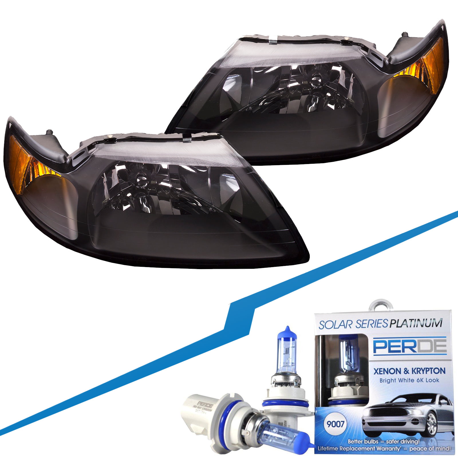 PERDE Compatible with Ford Mustang Fog Light Stock Style w/Clear Lens New Pair 