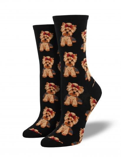 Socksmith Chaussettes Crew Yorkies pour Femmes, Noir, Taille Unique Moyenne (Convient aux Pointures Femmes 6-10 US)