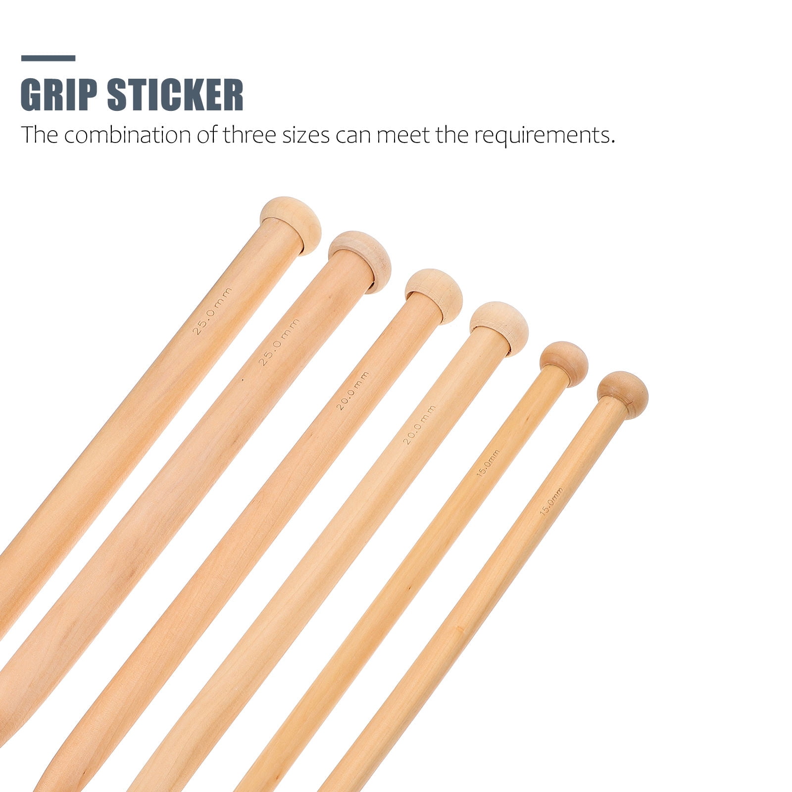 IDEANATEGRATE Knitting Needles Set 3Pairs Large For Sweaters Wood Intermediate Knitters Friend present