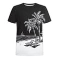 thumbnail image 4 of Camisetas de Manga Larga para Hombres Imprimir Fallow Cuello Redondo Camiseta, Moda Casual Manga Corta Mezcla de Algodón/Lino, 4 of 9